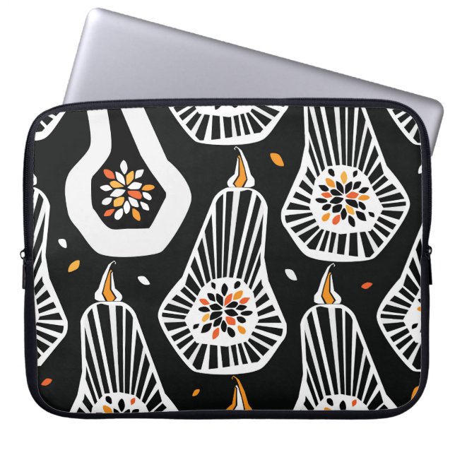Housse Pour Ordinateur Portable Graines Citrouilles stylisées : Conception transpa (Devant)