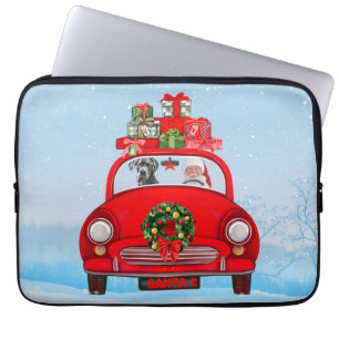 Housse Pour Ordinateur Portable Grand Chien Danois En Voiture Avec Le Père Noël