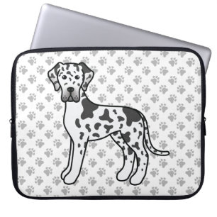Housse Pour Ordinateur Portable Grand Danois Harlequin Chien de Dessin Animé Migno