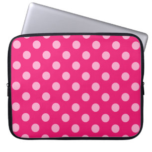 Housse Pour Ordinateur Portable Grands points rétro - rose sur un arrière - plan r