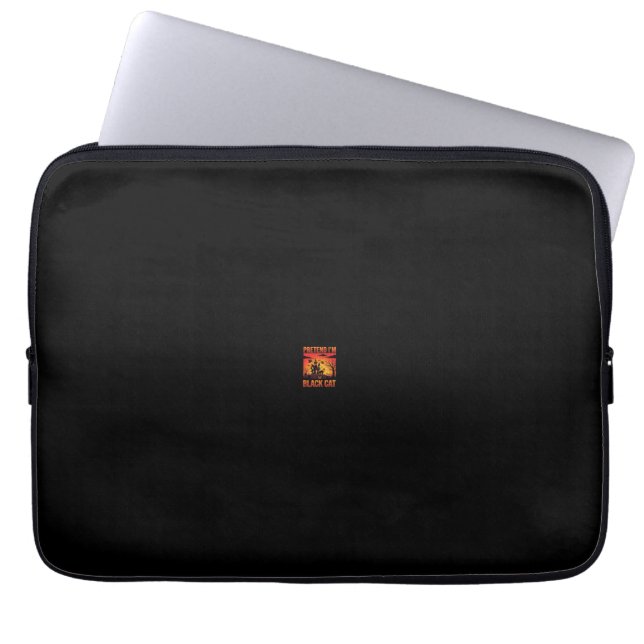 Housse Pour Ordinateur Portable Graphisme Maison Hantée Chat Noir Halloween (Devant)