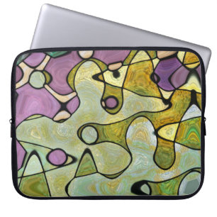 Housse Pour Ordinateur Portable Grappes de cercles violets verts tourbillonnent se