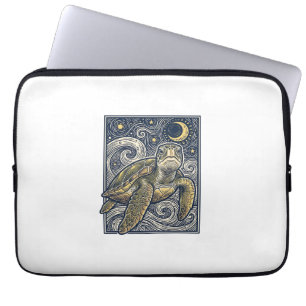 Housse Pour Ordinateur Portable Gravure ancienne tortue marine nuit étoilée