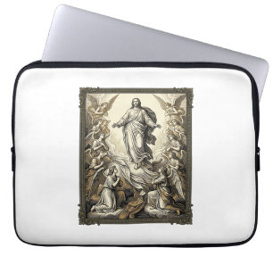 Housse Pour Ordinateur Portable Gravure d'ange d'ascension vintage Vector Art_1