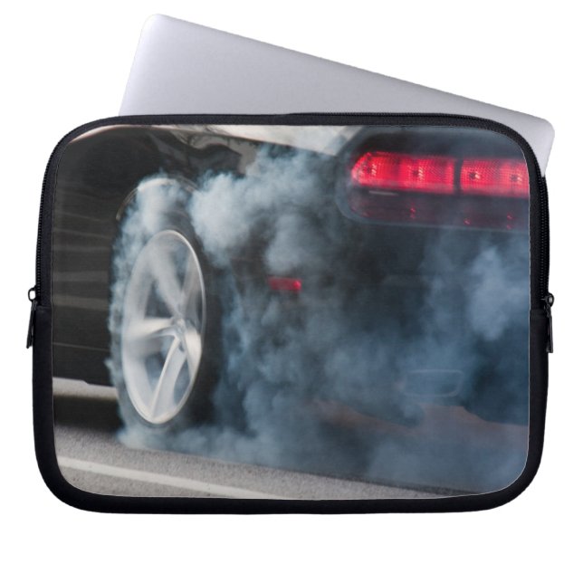 Housse Pour Ordinateur Portable Gravure de voiture noire (Devant)
