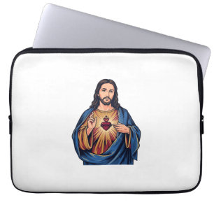 Housse Pour Ordinateur Portable Gravure Vintage Cœur Sacré Vecteur Religieux De