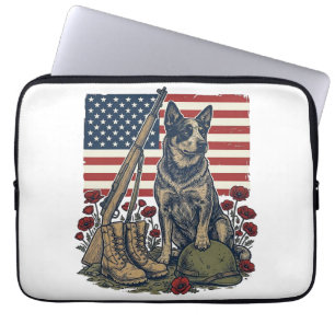 Housse Pour Ordinateur Portable Gravure Vintage Mémorial Patriotique Blue Heeler S