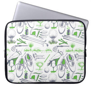 Housse Pour Ordinateur Portable Green Golf Icons Motif
