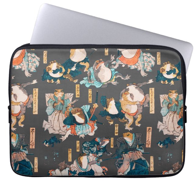 Housse Pour Ordinateur Portable Grenouille japonaise ukiyo-e Froggies (Devant)