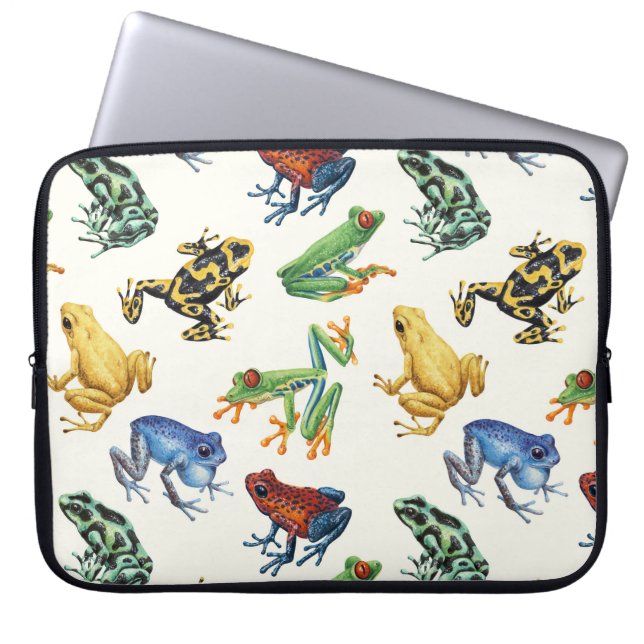 Housse Pour Ordinateur Portable Grenouilles sur blanc naturel (Devant)