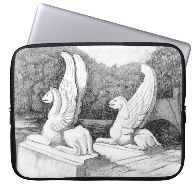 Housse Pour Ordinateur Portable Griffins sculpté crayon monochrome Art (Devant)