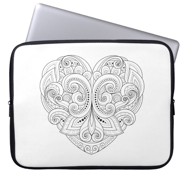 Housse Pour Ordinateur Portable Griffonnage abstrait de coeur (Devant)