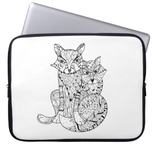 Housse Pour Ordinateur Portable Griffonnage de Fox de Boho
