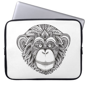 Housse Pour Ordinateur Portable Griffonnage d'Illustartion de singe