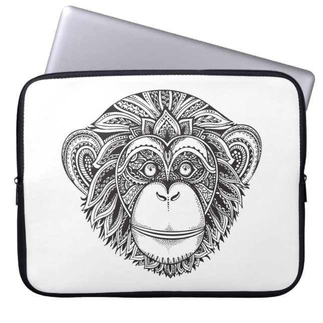 Housse Pour Ordinateur Portable Griffonnage d'Illustartion de singe (Devant)