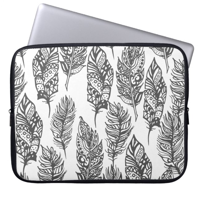 Housse Pour Ordinateur Portable Griffonnage doux de plumes (Devant)
