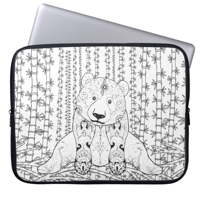 Housse Pour Ordinateur Portable Griffonnage en bambou de panda (Devant)