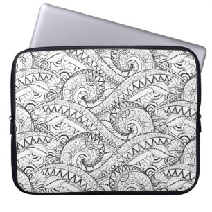 Housse Pour Ordinateur Portable Griffonnage floral détaillé de motif