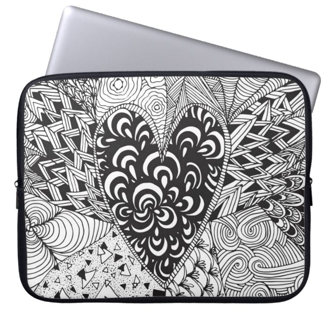 Housse Pour Ordinateur Portable Griffonnage inspiré de coeur (Devant)