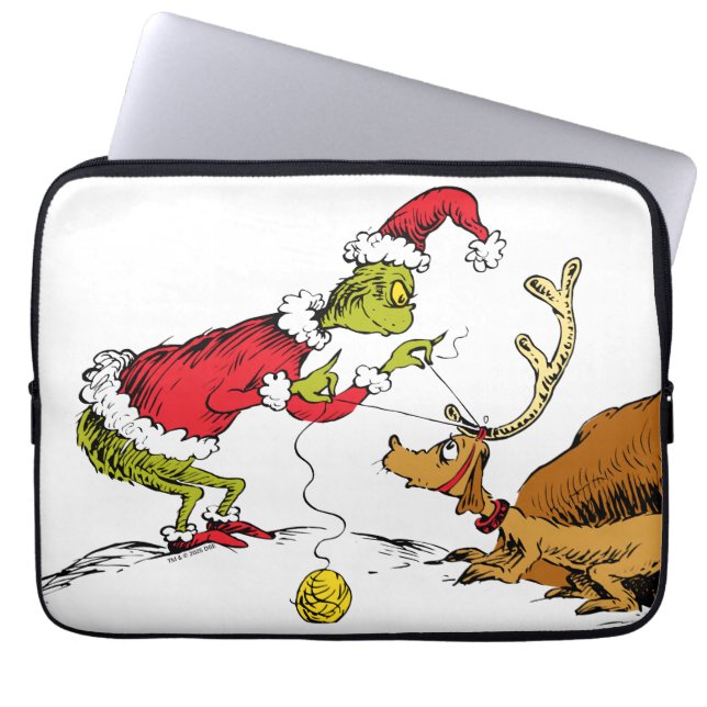 Housse Pour Ordinateur Portable Grinch Prepares Max the Reindeer (Devant)