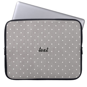 Housse Pour Ordinateur Portable Gris & Blanc Petits Points Modernes Élégants
