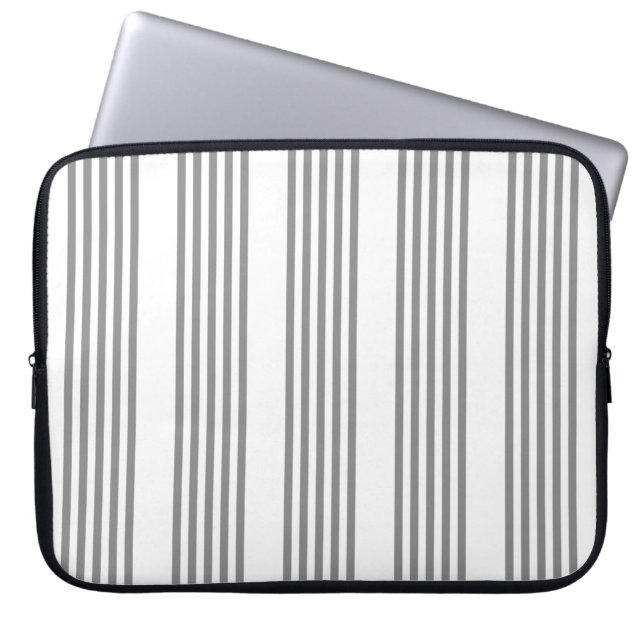 Housse Pour Ordinateur Portable Gris et blanc cinq bandes motif (Devant)