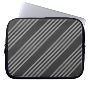 Housse Pour Ordinateur Portable Gris et charbon de bois cinq bandes motif