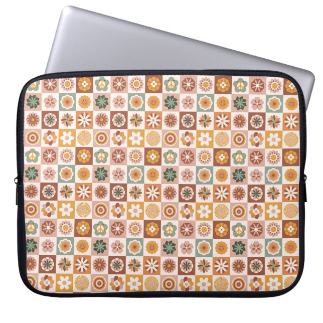Housse Pour Ordinateur Portable Groovy Retro Floral Checked (Devant)