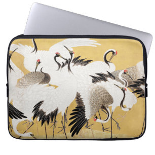 Housse Pour Ordinateur Portable Grues d'horloges japonaises Vintage Bird Rich Clas