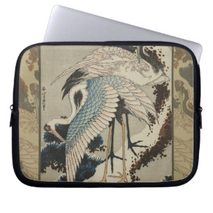 Housse Pour Ordinateur Portable Grues sur un pin couvert de neige Hokusai