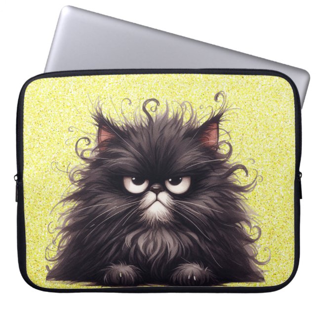 HOUSSE POUR ORDINATEUR PORTABLE GRUMPY FLUFY PETITE CUISINE NOIRE (Devant)