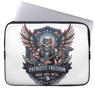 Housse Pour Ordinateur Portable Guitariste de la Liberté Patriotique Crâne Musique