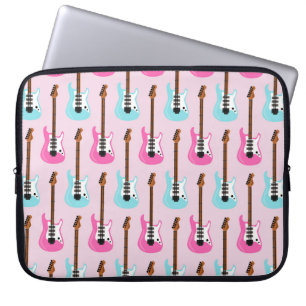 HOUSSE POUR ORDINATEUR PORTABLE GUITARS PASTEL ROSE ET BLEU ÉLECTRIQUES