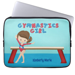 Housse Pour Ordinateur Portable Gymnastique fille mignonne personnalisée Brunette 