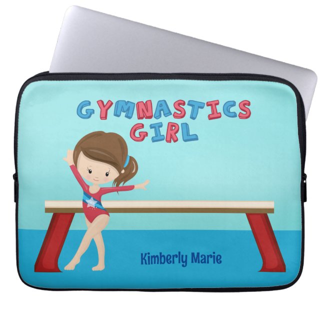 Housse Pour Ordinateur Portable Gymnastique fille mignonne personnalisée Brunette  (Devant)