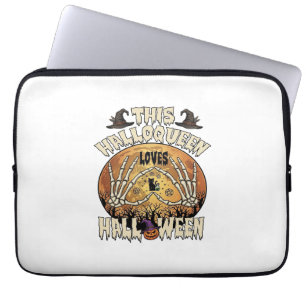 Housse Pour Ordinateur Portable Halloqueen aime les mains de squelette d'Halloween