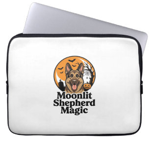 Housse Pour Ordinateur Portable Halloween Berger Allemand Lune Sombre Amoureux des