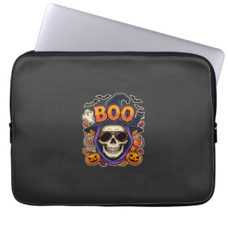 Housse Pour Ordinateur Portable Halloween Boo Skull Sunglasses Vector