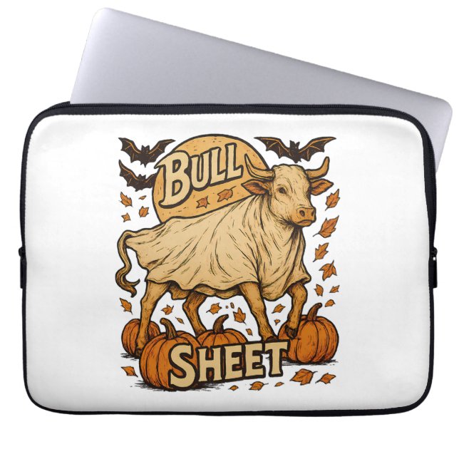 Housse Pour Ordinateur Portable Halloween feuille de taureau de vache (Devant)