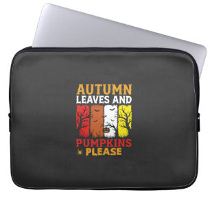 Housse Pour Ordinateur Portable Halloween Feuilles d'Automne et Citrouilles Design