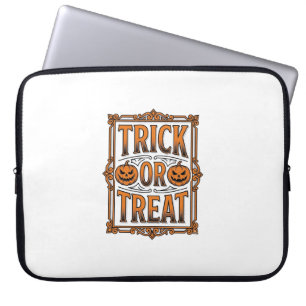 Housse Pour Ordinateur Portable Halloween Friandise Citrouille Crânes Gravure Vint