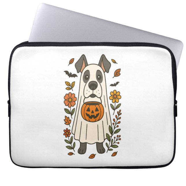 Housse Pour Ordinateur Portable Halloween Grandes Fleurs Danoises (Devant)