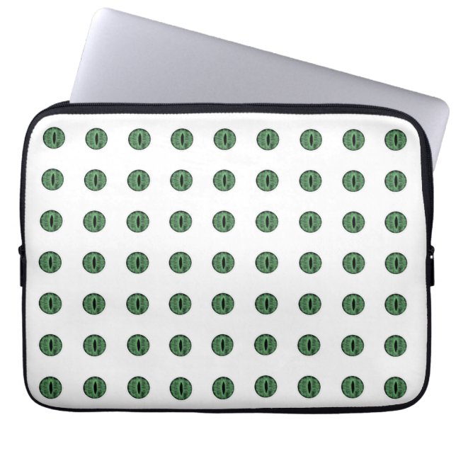 Housse Pour Ordinateur Portable Halloween Green Polka Dot Eyes (Devant)