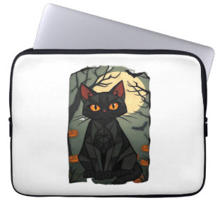 Housse Pour Ordinateur Portable Halloween mystique Chat Noir Art - Feline Éffrayan