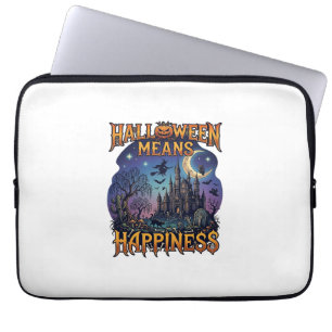 Housse Pour Ordinateur Portable Halloween signifie bonheur château hanté sorcière