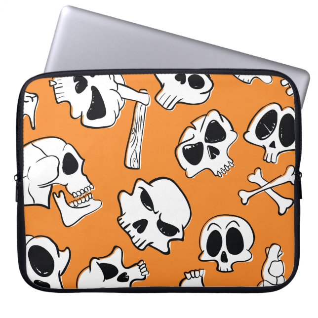 Housse Pour Ordinateur Portable Halloween Skulls Bones DoodMotif (Devant)