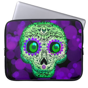Housse Pour Ordinateur Portable Halloween vert et violet du sucre