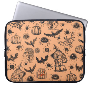 Housse Pour Ordinateur Portable Halloween Witch Silhouette : Motif de dessin animé