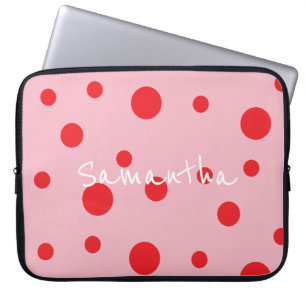Housse Pour Ordinateur Portable HAMbyWG - Points rouges avec n'importe quelle coul