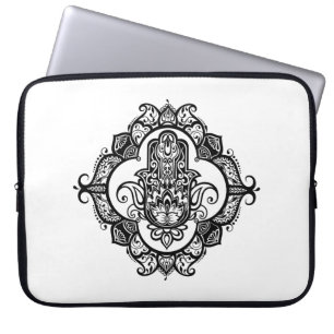 Housse Pour Ordinateur Portable Hamsa avec le griffonnage ethnique d'ornements